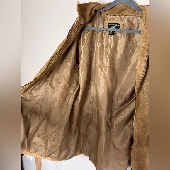 Y2K NEUTRAL ZONE Brown Suede Leather Jacket Belt Coat Indie Sleeze Western Sz 2X - Picture 14 of 16